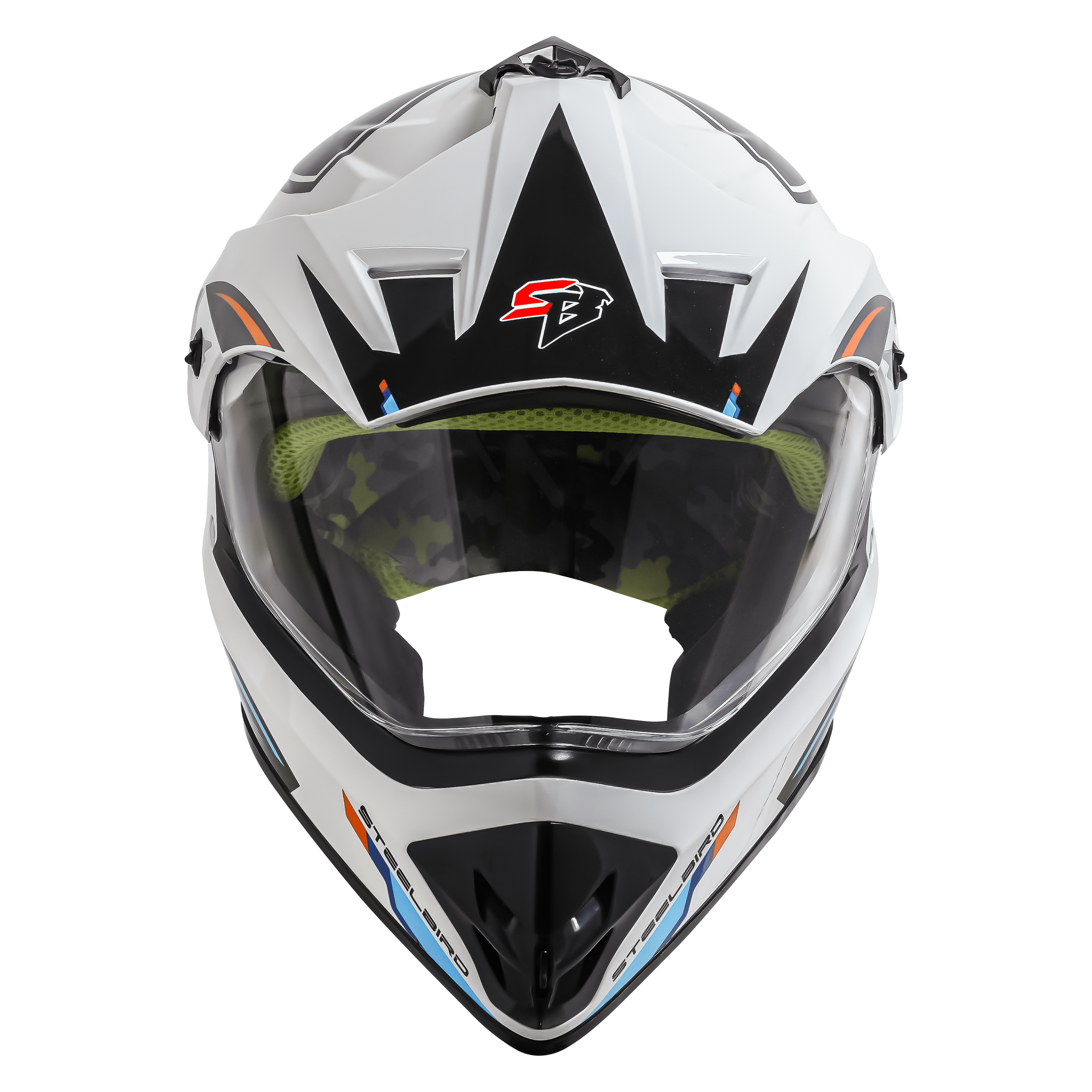 SBH-13 RACER GLOSSY WHITE WITH ORANGE